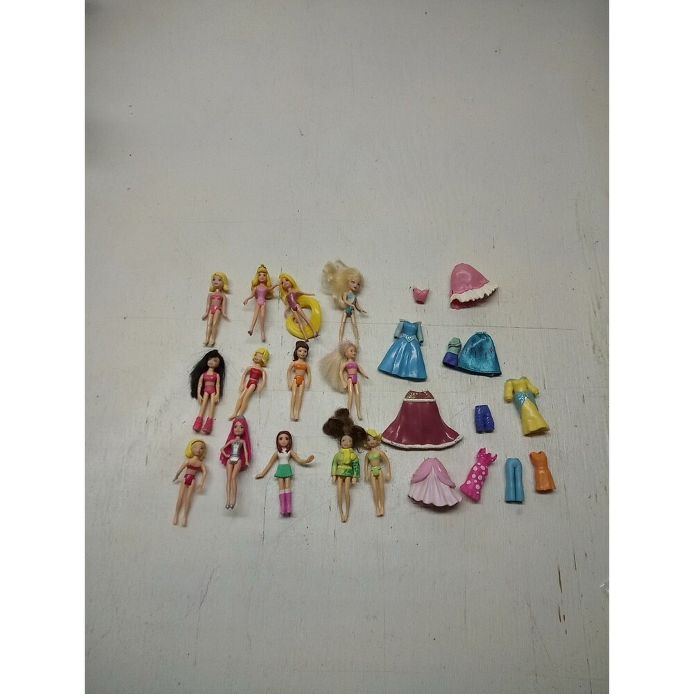 Polly Pockets Dolls Figures Group of 12 with Some Rubber Clothes